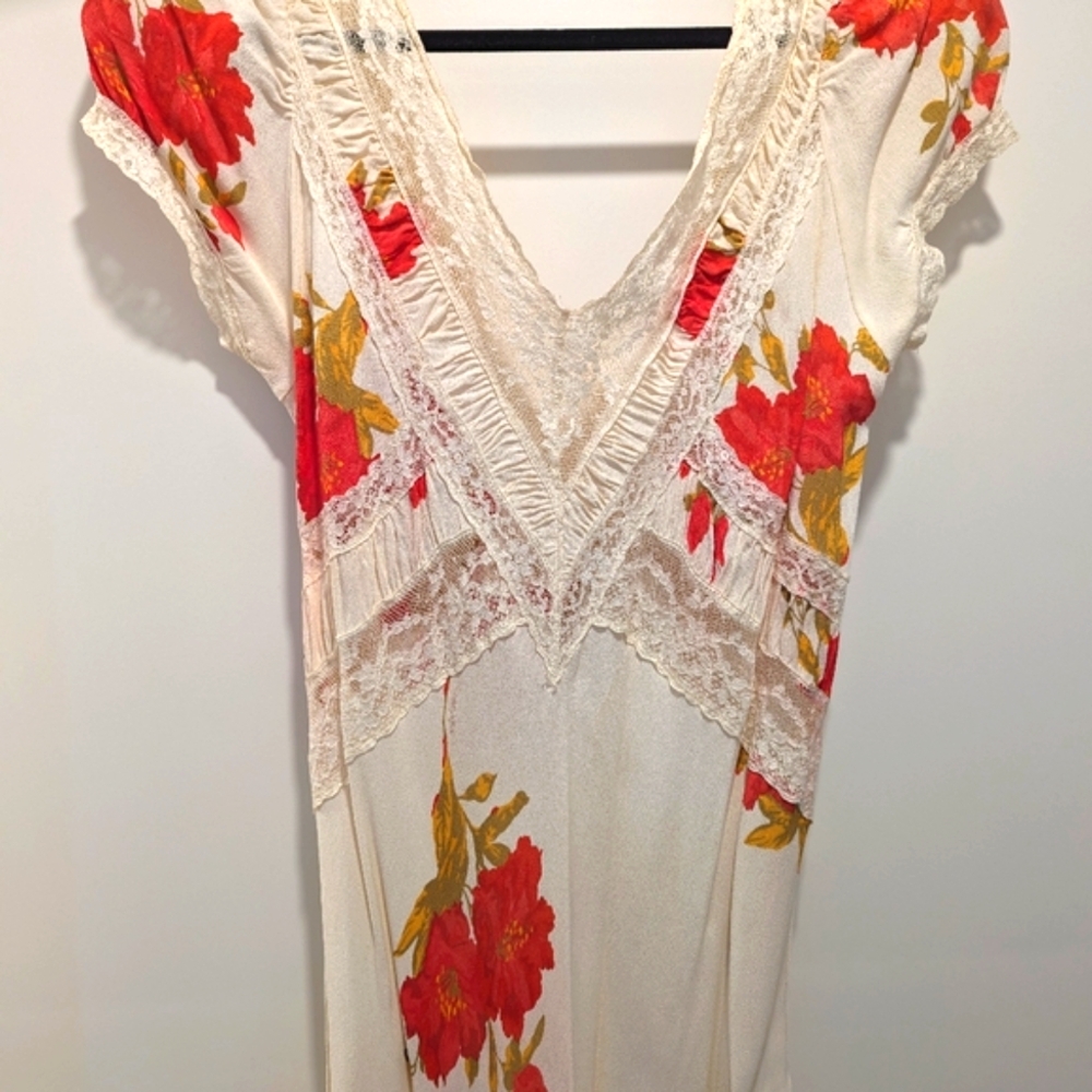 RARE Vintage 1980's Agnety Eckemyr Garden Dress Empire Crepe and Lace